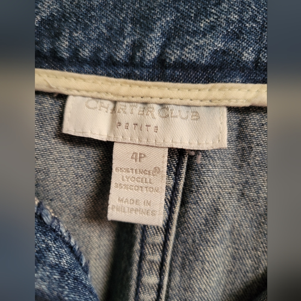 VTG 90s Y2K Charter Club PETITE Size 4P Denim Skirt Midi A-Line Retro Country - Picture 6 of 7